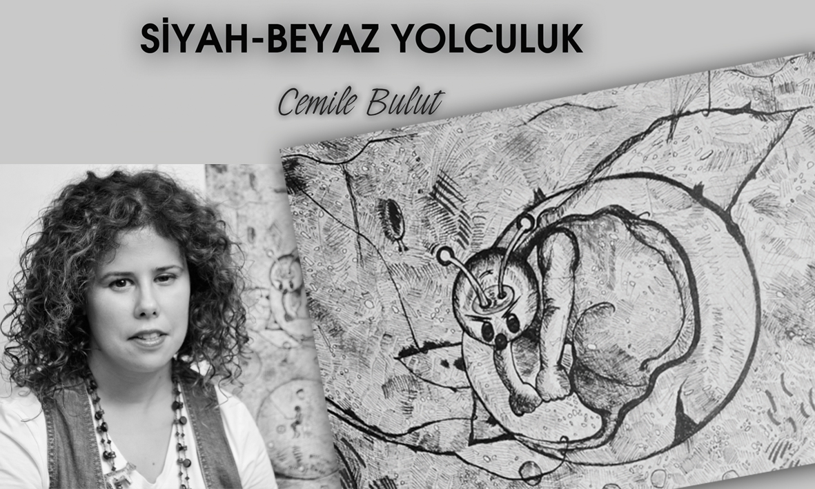 Genç kadın ressamdan siyah-beyaz yolculuk