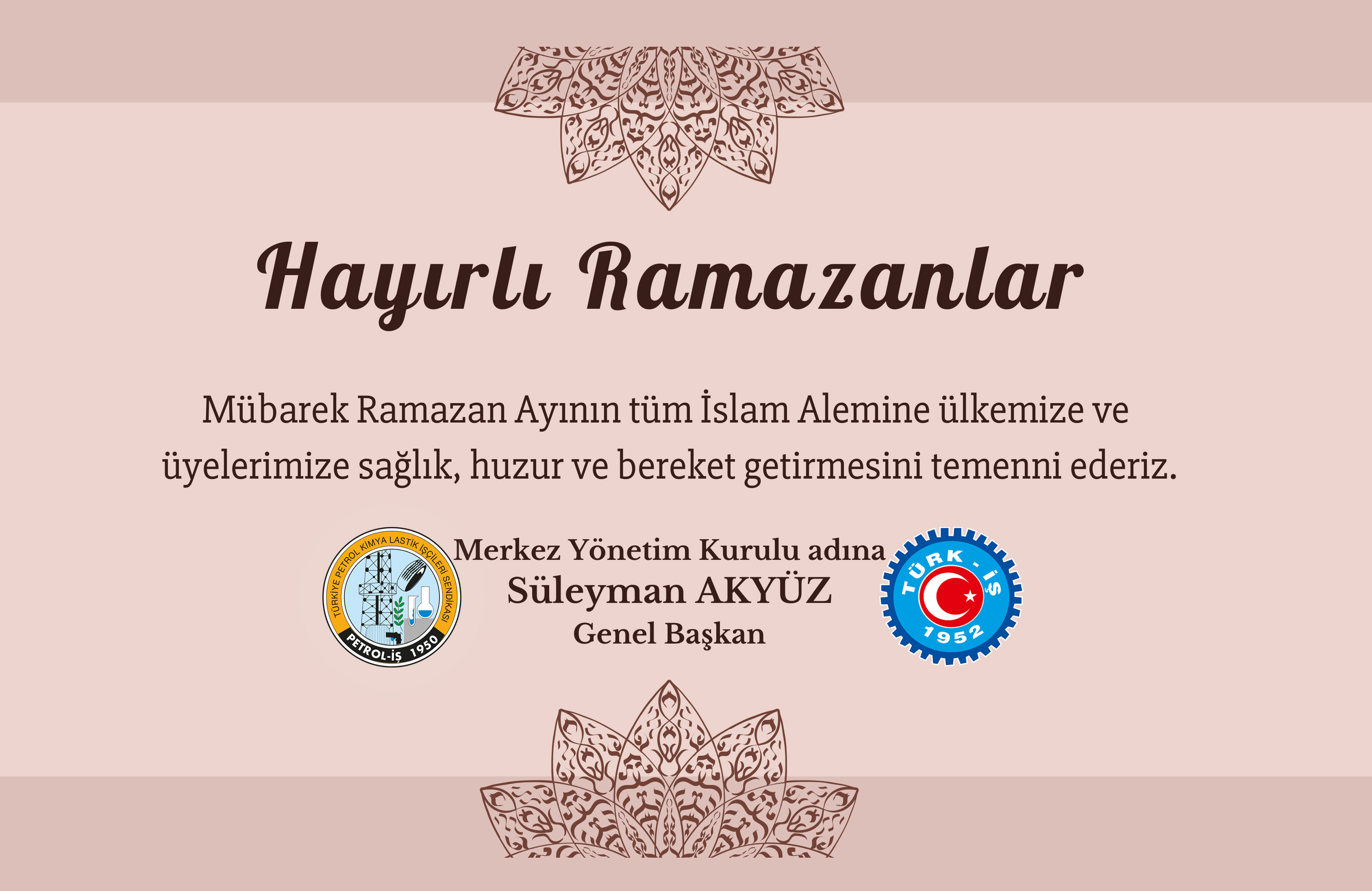 MYK’dan Ramazan Ayı Mesajı